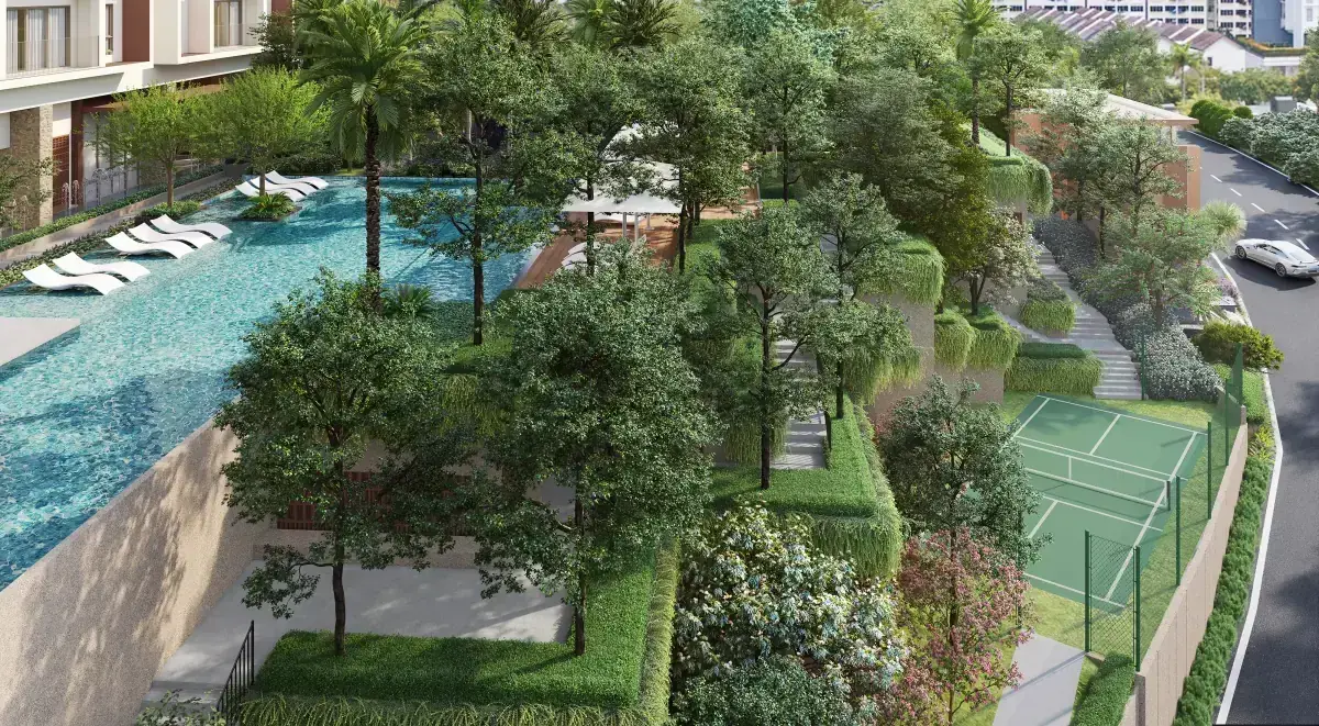 Artist's impression of the pickleball court at The Fount
